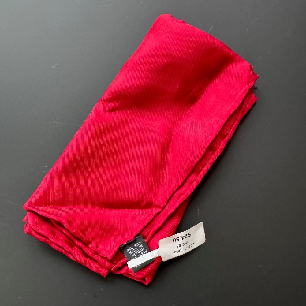 Jos. A. Bank Red Silk Pocket Square, NWT
